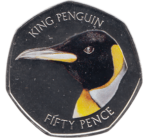 2018 50 PENCE KING PENGUIN FALKLAND ISLANDS COLOURISED ( BU ) - WORLD COINS - Cambridgeshire Coins