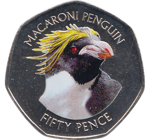 2018 50 PENCE MACARONI PENGUIN FALKLAND ISLANDS COLOURISED ( BU ) - WORLD COINS - Cambridgeshire Coins