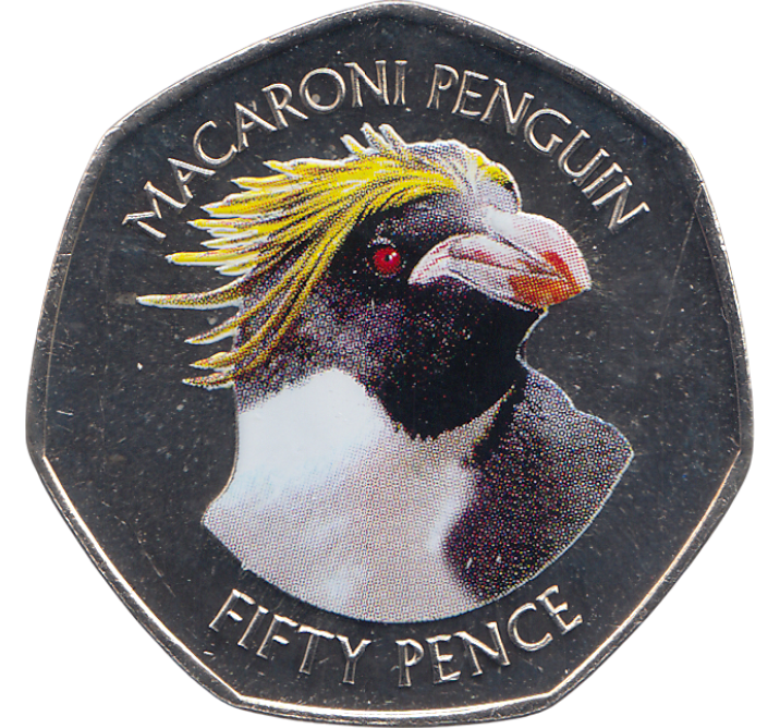 2018 50 PENCE MACARONI PENGUIN FALKLAND ISLANDS COLOURISED ( BU ) - WORLD COINS - Cambridgeshire Coins