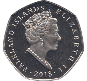 2018 50 PENCE MAGELLANIC PENGUIN FALKLAND ISLANDS COLOURISED ( BU ) - WORLD COINS - Cambridgeshire Coins
