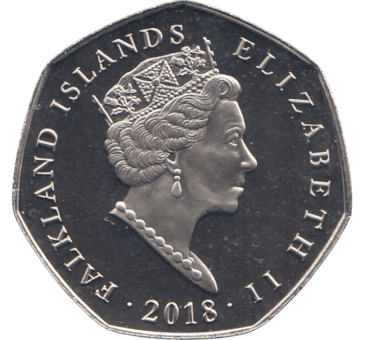 2018 50 PENCE MAGELLANIC PENGUIN FALKLAND ISLANDS COLOURISED ( BU ) - WORLD COINS - Cambridgeshire Coins