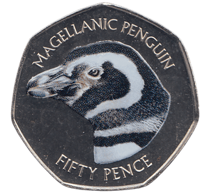 2018 50 PENCE MAGELLANIC PENGUIN FALKLAND ISLANDS COLOURISED ( BU ) - WORLD COINS - Cambridgeshire Coins