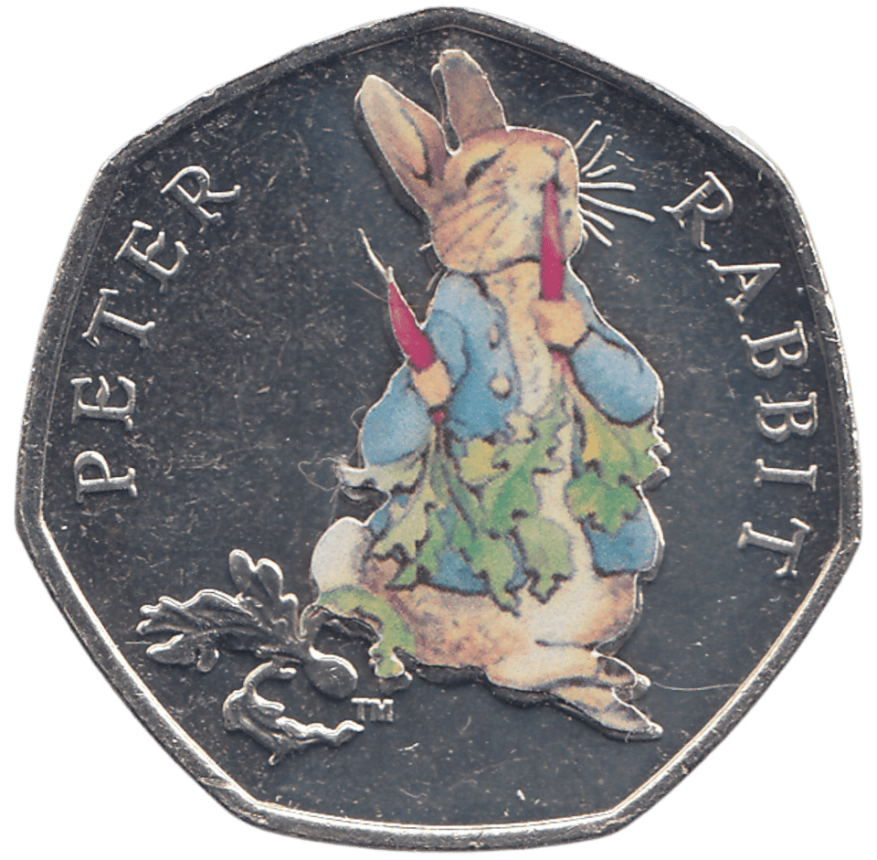 2018 50 PENCE PETER RABBIT COLOURED ( BU ) - WORLD COINS - Cambridgeshire Coins