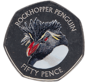 2018 50 PENCE ROCKHOPPER PENGUIN FALKLAND ISLANDS COLOURISED ( BU ) - WORLD COINS - Cambridgeshire Coins
