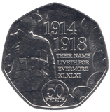 2018 50 PENCE THEIR NAME LIVETH FOR EVERYONE - 50p BU - Cambridgeshire Coins