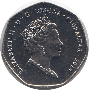 2018 50P BABOON GIBRALTAR COLOURED ( BU ) - 50P REGIONAL ISSUES - Cambridgeshire Coins
