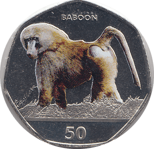 2018 50P BABOON GIBRALTAR COLOURED ( BU ) - 50P REGIONAL ISSUES - Cambridgeshire Coins