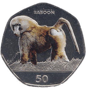 2018 50P BABOON GIBRALTAR COLOURED ( BU ) - 50P REGIONAL ISSUES - Cambridgeshire Coins
