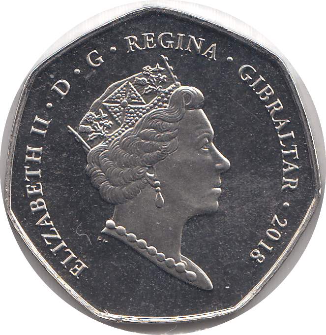 2018 50P CHIMPANZEE GIBRALTAR COLOURED ( BU ) - 50P REGIONAL ISSUES - Cambridgeshire Coins