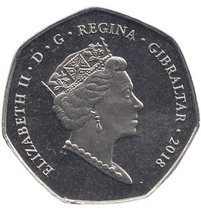 2018 50P CHIMPANZEE GIBRALTAR COLOURED ( BU ) - 50P REGIONAL ISSUES - Cambridgeshire Coins