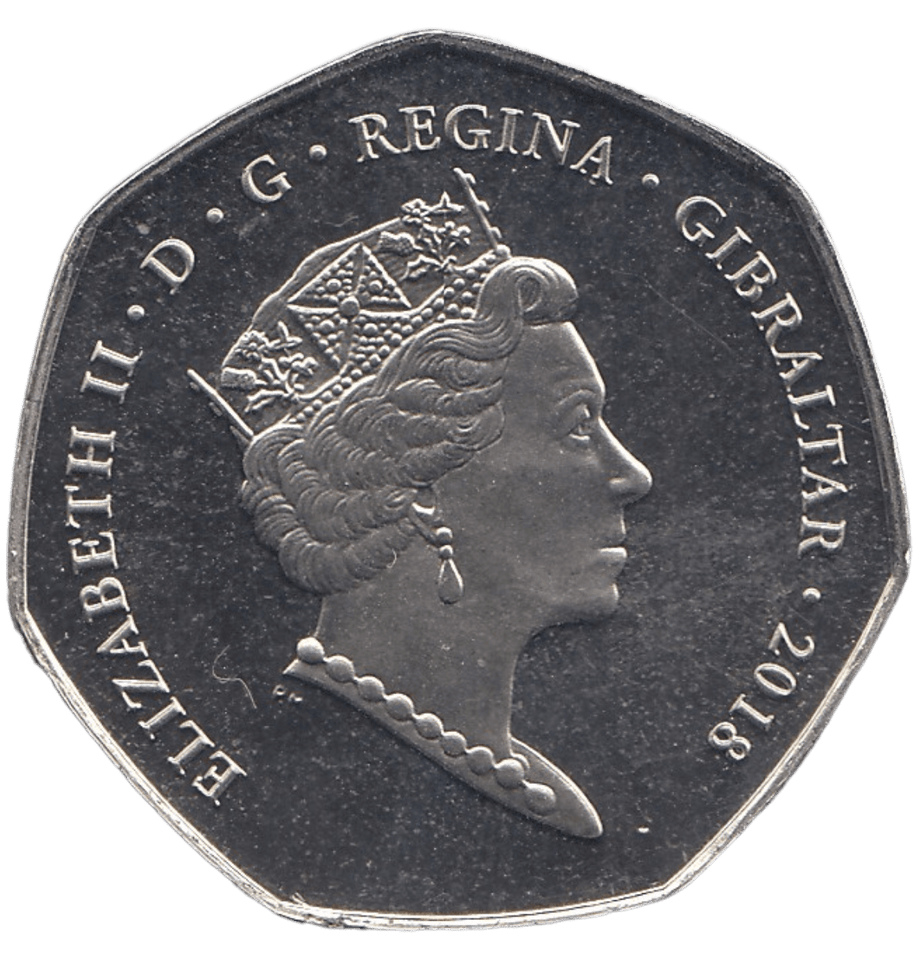 2018 50P CHIMPANZEE GIBRALTAR COLOURED ( BU ) - 50P REGIONAL ISSUES - Cambridgeshire Coins