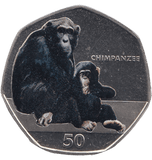 2018 50P CHIMPANZEE GIBRALTAR COLOURED ( BU ) - 50P REGIONAL ISSUES - Cambridgeshire Coins
