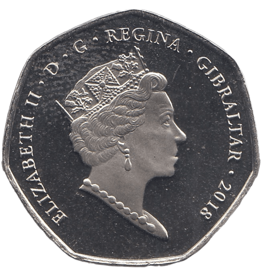 2018 50P RED COLOBUS MONKEY GIBRALTAR COLOURED ( BU ) - 50P REGIONAL ISSUES - Cambridgeshire Coins