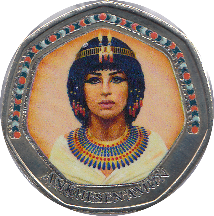 2018 50P SHAPED MEDALLION ANKHESENAMUN - WORLD COINS - Cambridgeshire Coins