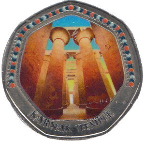 2018 50P SHAPED MEDALLION KARNAK TEMPLE - 50P SHAPED COIN - Cambridgeshire Coins