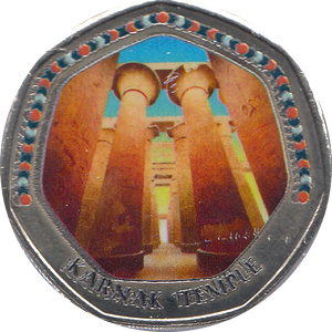 2018 50P SHAPED MEDALLION KARNAK TEMPLE - WORLD COINS - Cambridgeshire Coins