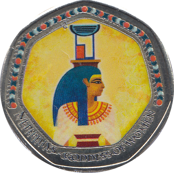 2018 50P SHAPED MEDALLION NEPHTHYS GODDESS OF WOMEN - WORLD COINS - Cambridgeshire Coins