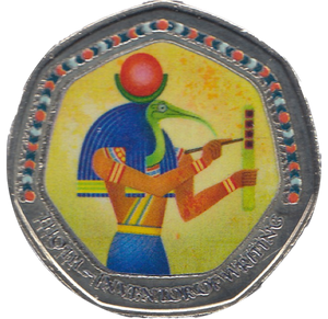 2018 50P SHAPED MEDALLION THOTH-INVENTOR OF WRITING - 50P SHAPED COIN - Cambridgeshire Coins