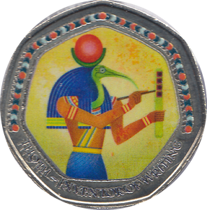 2018 50P SHAPED MEDALLION THOTH - INVENTOR OF WRITING - WORLD COINS - Cambridgeshire Coins