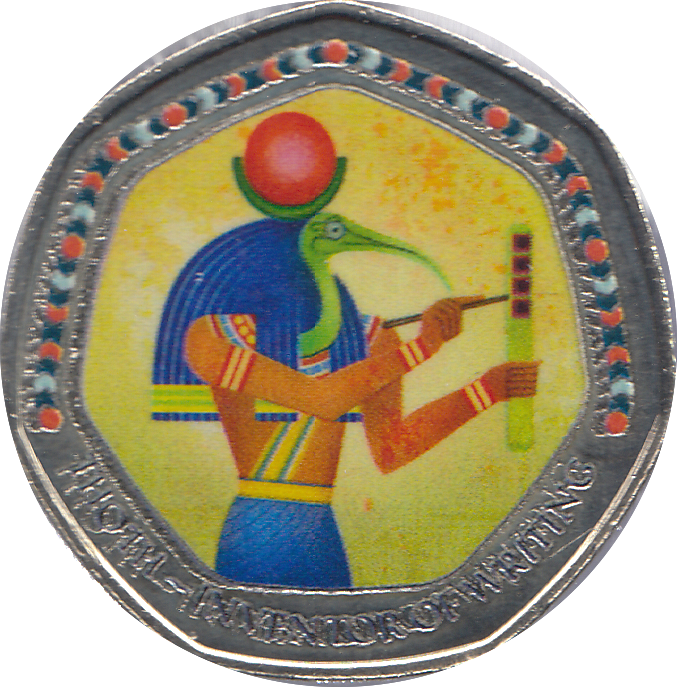 2018 50P SHAPED MEDALLION THOTH - INVENTOR OF WRITING - WORLD COINS - Cambridgeshire Coins