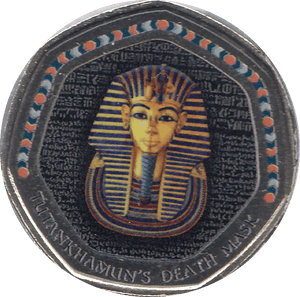 2018 50P SHAPED MEDALLION TUTANKHAMUN'S DEATH MASK - WORLD COINS - Cambridgeshire Coins