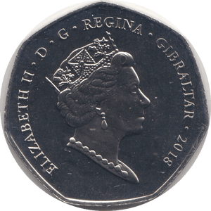 2018 BABOON FIFTY PENCE BRILLIANT UNCIRCULATED GIBRALTAR - WORLD COINS - Cambridgeshire Coins