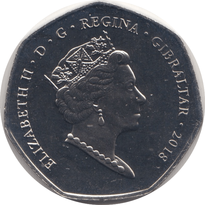 2018 BABOON FIFTY PENCE BRILLIANT UNCIRCULATED GIBRALTAR - WORLD COINS - Cambridgeshire Coins