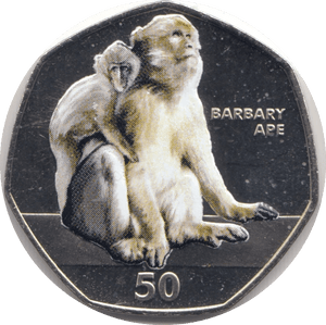 2018 BARBARY APE FIFTY PENCE BRILLIANT UNCIRCULATED GIBRALTAR - WORLD COINS - Cambridgeshire Coins