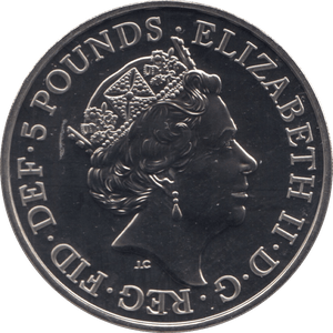 2018 BRILLIANT UNCIRCULATED £5 QUEENS BEASTS BLACK BULL OF CLARENCE BU - £5 BU - Cambridgeshire Coins