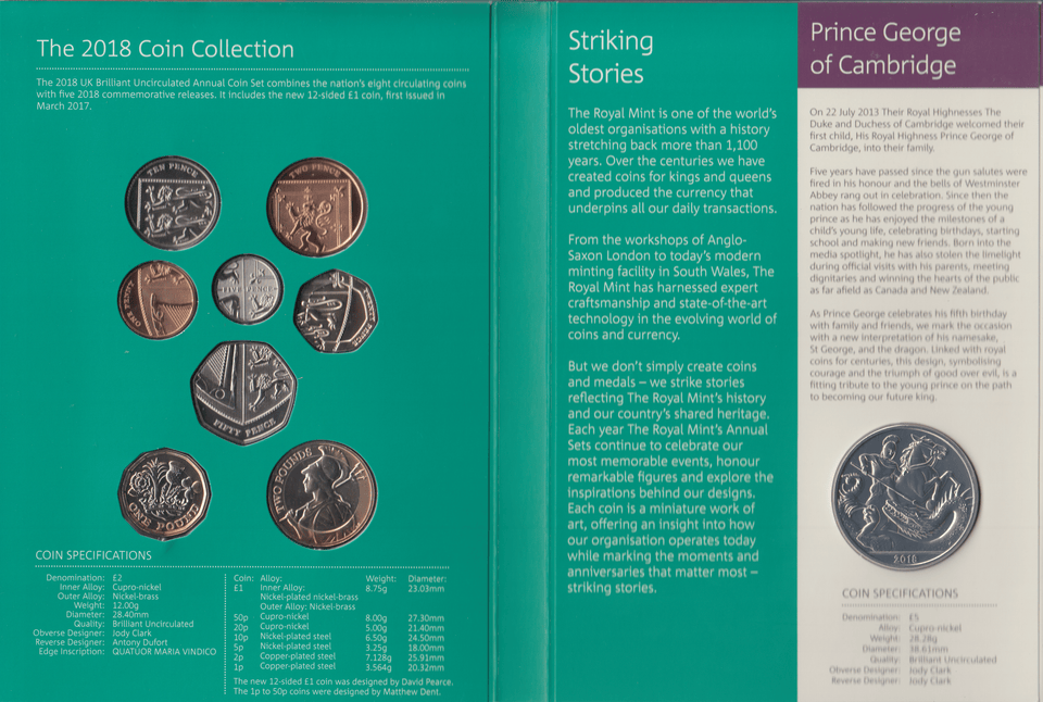 2018 BRILLIANT UNCIRCULATED ANNUAL COIN SET - Brilliant Uncirculated Year Sets - Cambridgeshire Coins