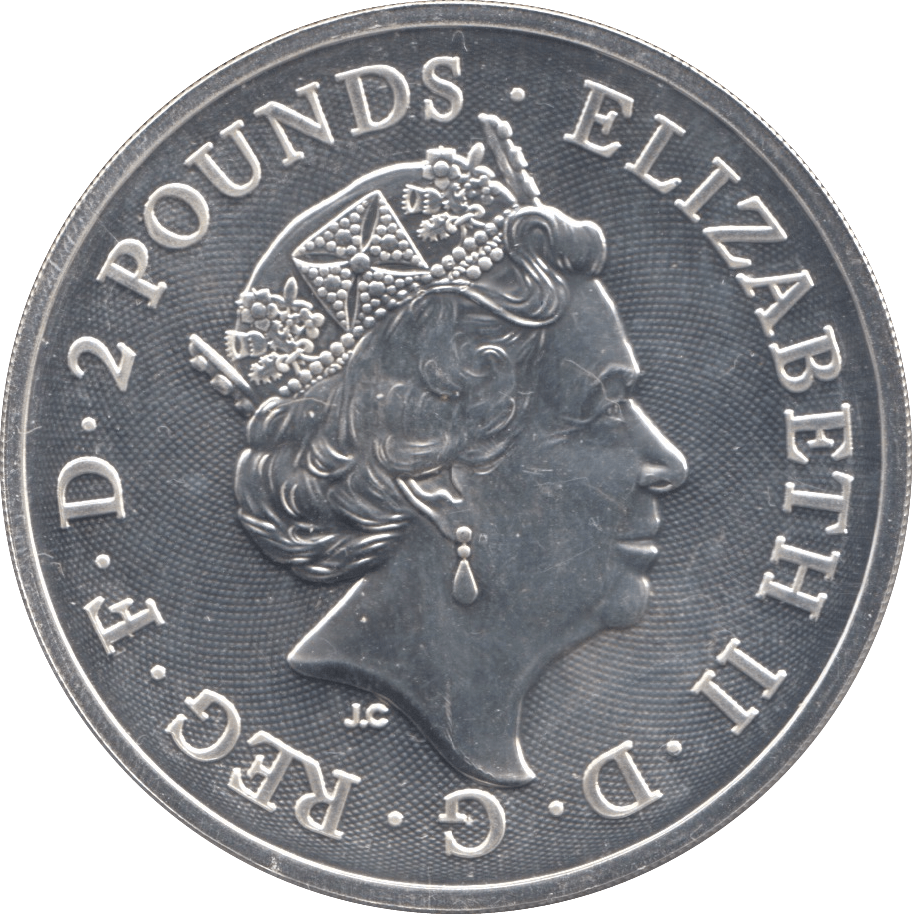 2018 BRILLIANT UNCIRCULATED SILVER TWO DRAGONS ONE OUNCE TWO POUNDS - Cambridgeshire Coins