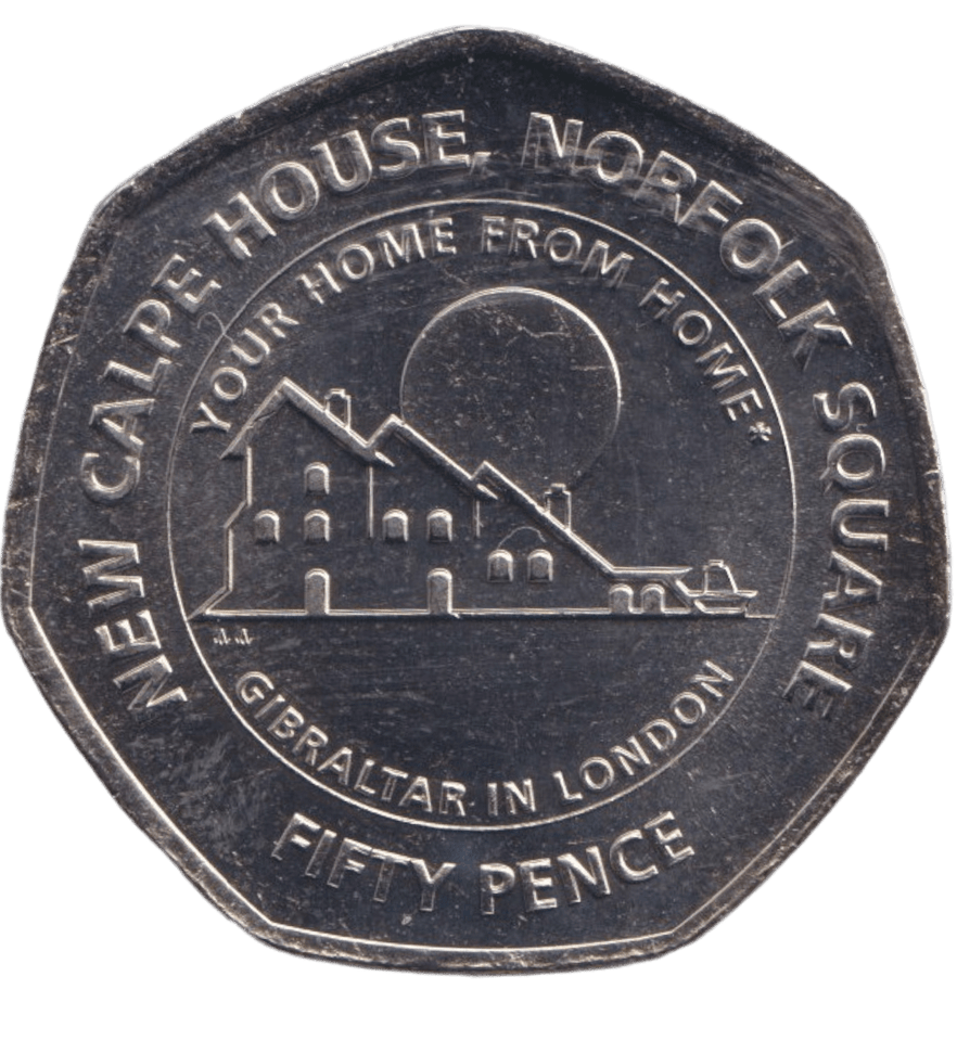 2018 BU FIFTY PENCE GIBRALTAR NEW CALPE HOUSE, NORFOLK SQUARE - 50P REGIONAL ISSUE - Cambridgeshire Coins