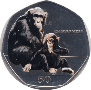 2018 CHIMPANZEE FIFTY PENCE BRILLIANT UNCIRCULATED GIBRALTAR - WORLD COINS - Cambridgeshire Coins