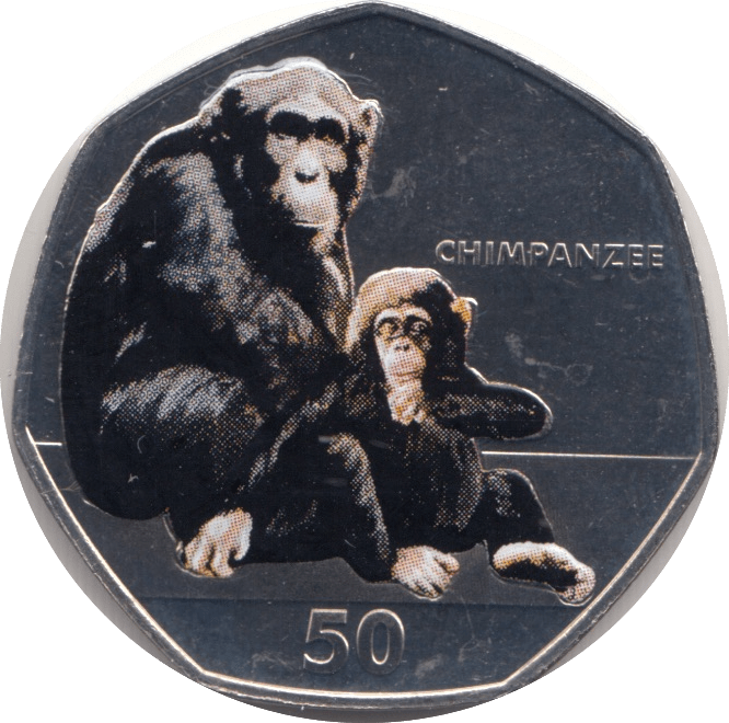 2018 CHIMPANZEE FIFTY PENCE BRILLIANT UNCIRCULATED GIBRALTAR - WORLD COINS - Cambridgeshire Coins