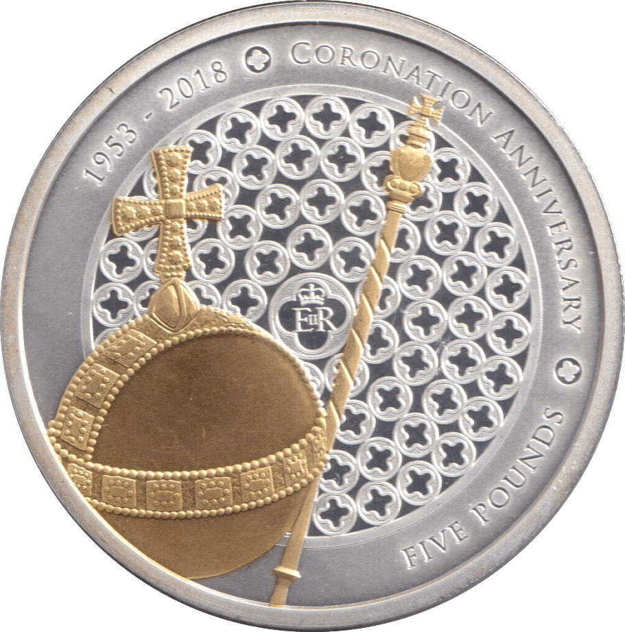 2018 CORONATION ANNIVERSARY SILVER PLATED FIVE POUND ALDERNEY - WORLD COINS - Cambridgeshire Coins