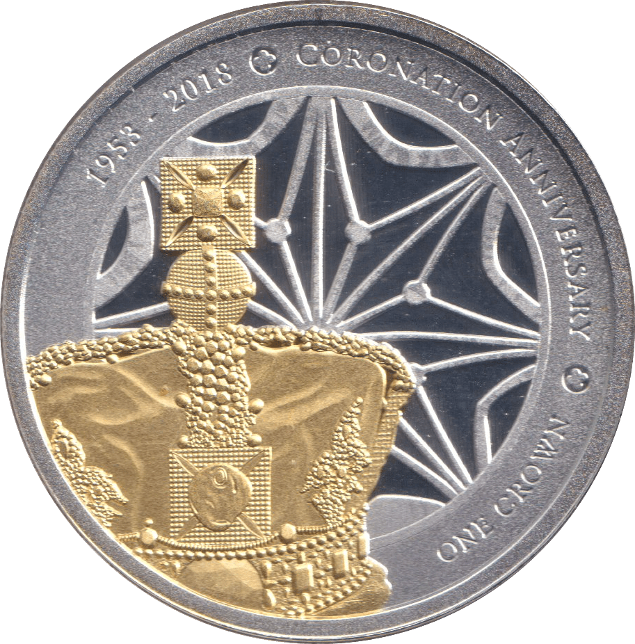 2018 CORONATION ANNIVERSARY SILVER PLATED FIVE POUND TRISTAN DA CUNHA - WORLD COINS - Cambridgeshire Coins