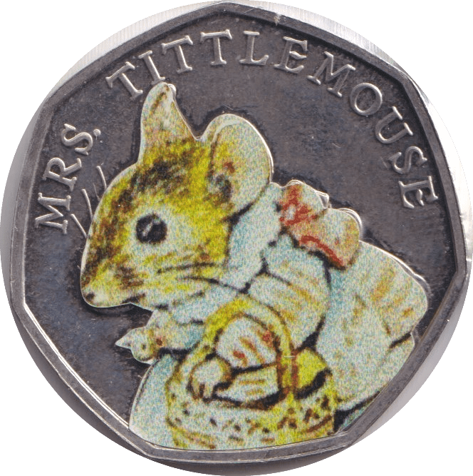 2018 FIFTY PENCE MRS TITTLEMOUSE COLOURED 50P BEATRIX POTTER COIN - BEATRIX POTTER - Cambridgeshire Coins
