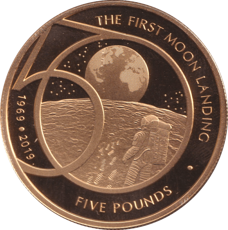 2018 FIVE POUND THE FIRST MOOND LANDING ALDERNEY - WORLD COINS - Cambridgeshire Coins
