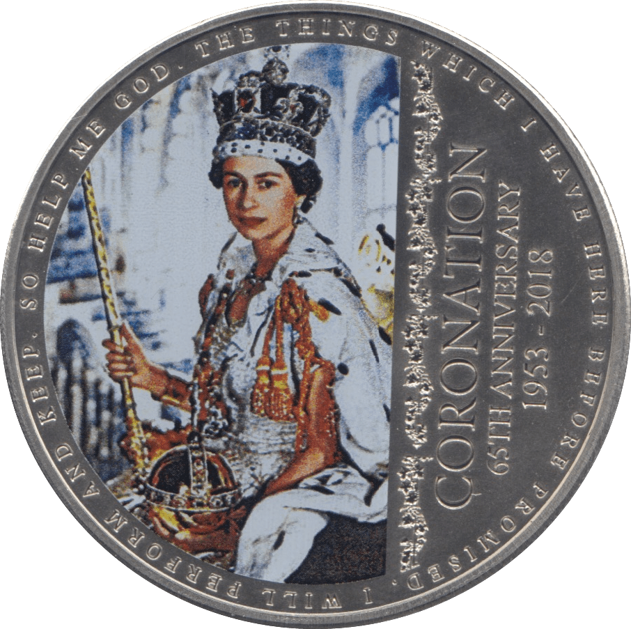 2018 FIVE POUNDS CORONATION 65TH ANNIVERSARY - WORLD COINS - Cambridgeshire Coins