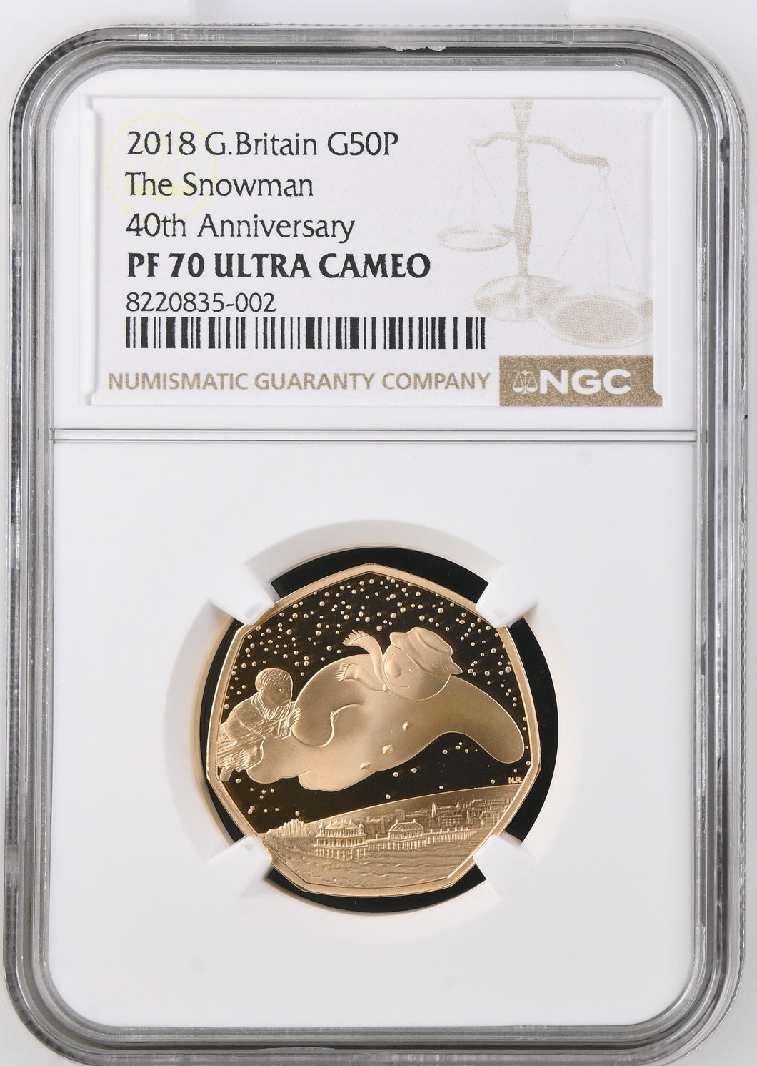 2018 GOLD 50P THE SNOWMAN 40TH ANNIVERSARY PF 70 ULTRA CAMEO ( TOP POP ) - NGC GOLD 50P - Cambridgeshire Coins
