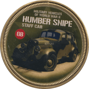2018 GOLD PLATED MEDAL MILITARY VEHICLES HUMBER SNIPE - WORLD COINS - Cambridgeshire Coins