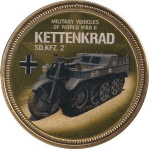 2018 GOLD PLATED MEDAL MILITARY VEHICLES KETTENKRAD - WORLD COINS - Cambridgeshire Coins