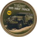 2018 GOLD PLATED MEDAL MILITARY VEHICLES M15 HALF TRACK - WORLD COINS - Cambridgeshire Coins