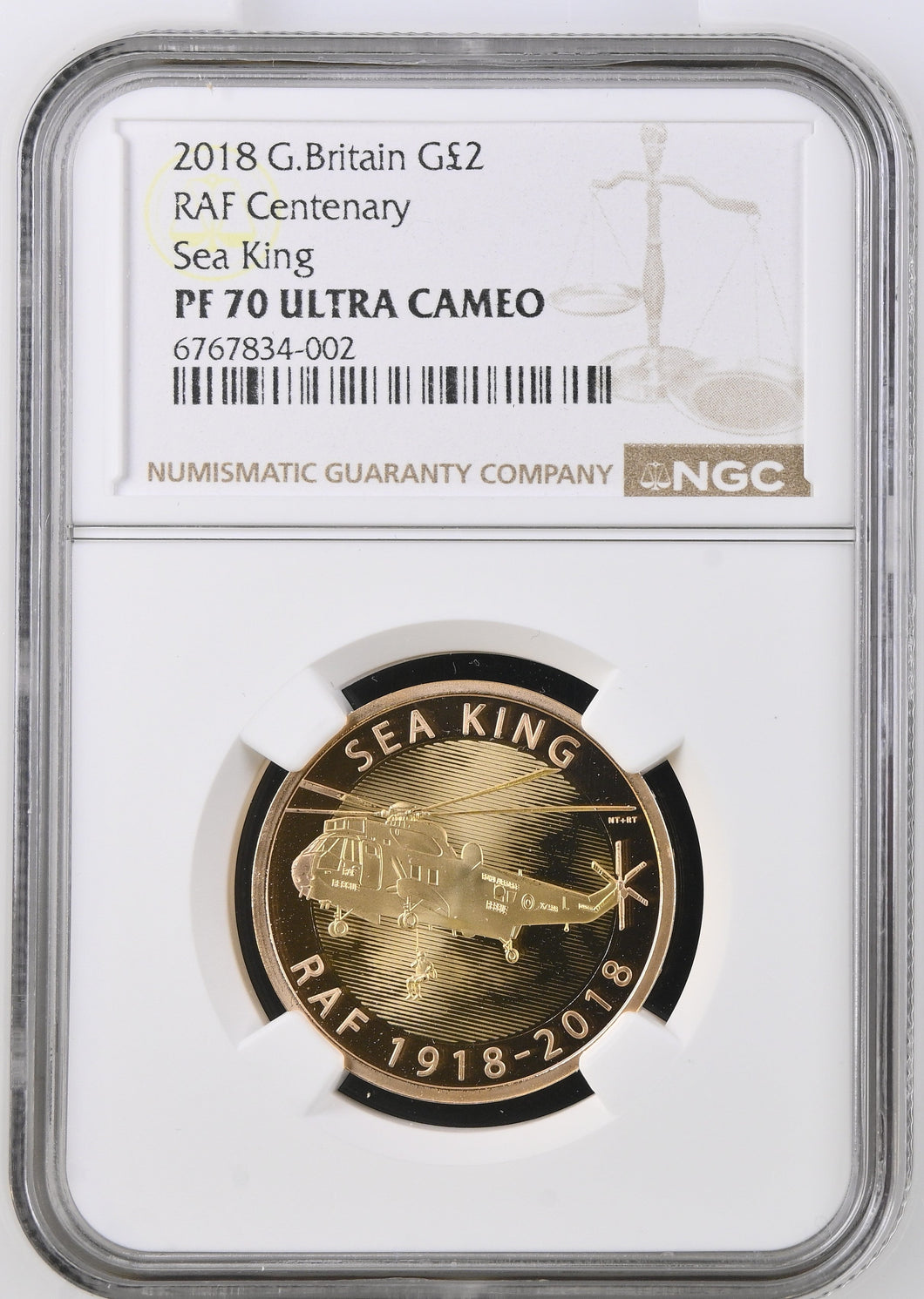 2018 GOLD PROOF £2 RAF CENTENARY SEA KING ULTRA CAMEO PF 70 - NGC GOLD £2 - Cambridgeshire Coins