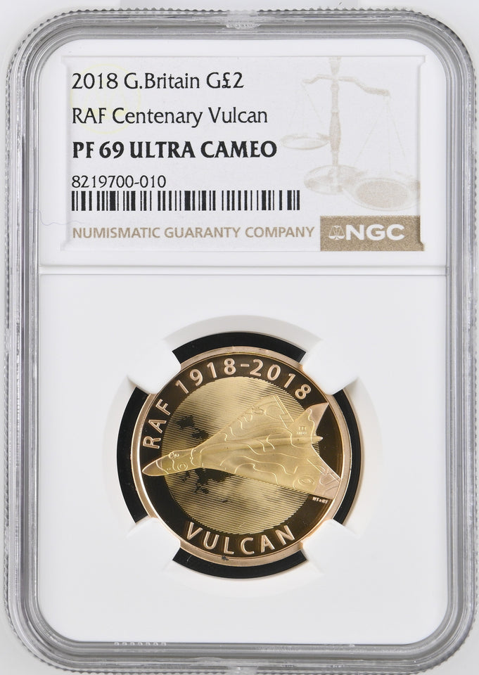 2018 GOLD PROOF £2 RAF CENTENARY VULCAN PF 69 ULTRA CAMEO - NGC GOLD £2 - Cambridgeshire Coins