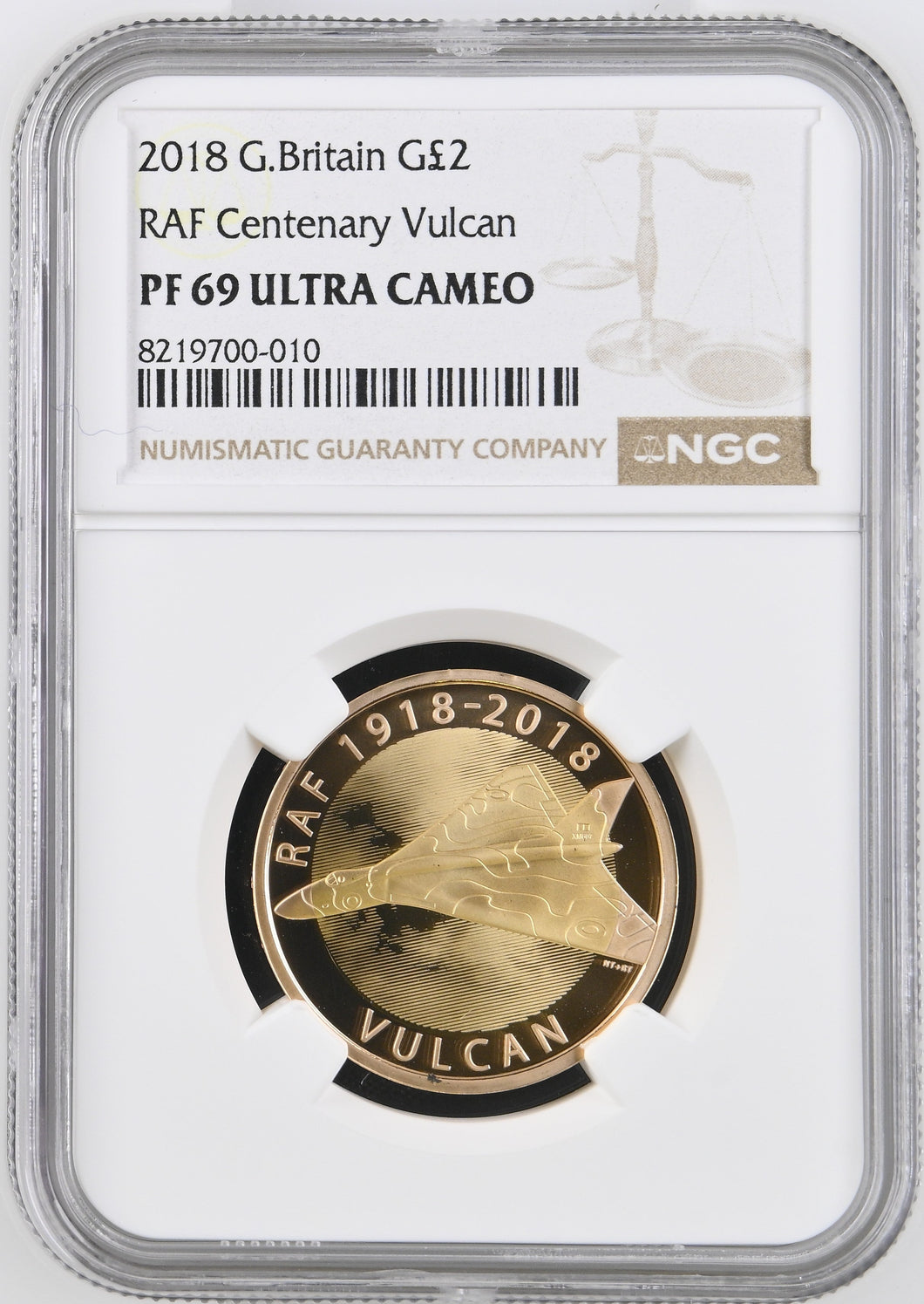 2018 GOLD PROOF £2 RAF CENTENARY VULCAN PF 69 ULTRA CAMEO - NGC GOLD £2 - Cambridgeshire Coins