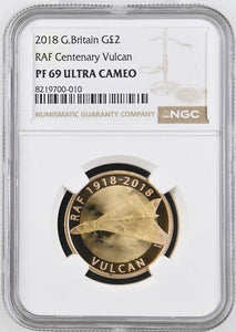 2018 GOLD PROOF £2 RAF F VULCAN NGC PF 69 ULTRA CAMEO - NGC GOLD £2 - Cambridgeshire Coins