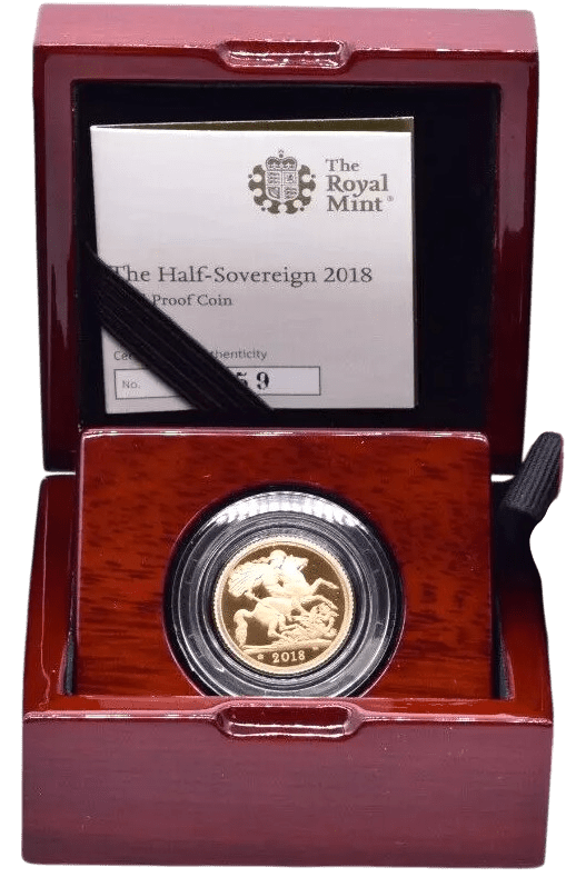 2018 GOLD PROOF HALF SOVEREIGN BOXED - GOLD PROOF HALF SOVEREIGNS - Cambridgeshire Coins