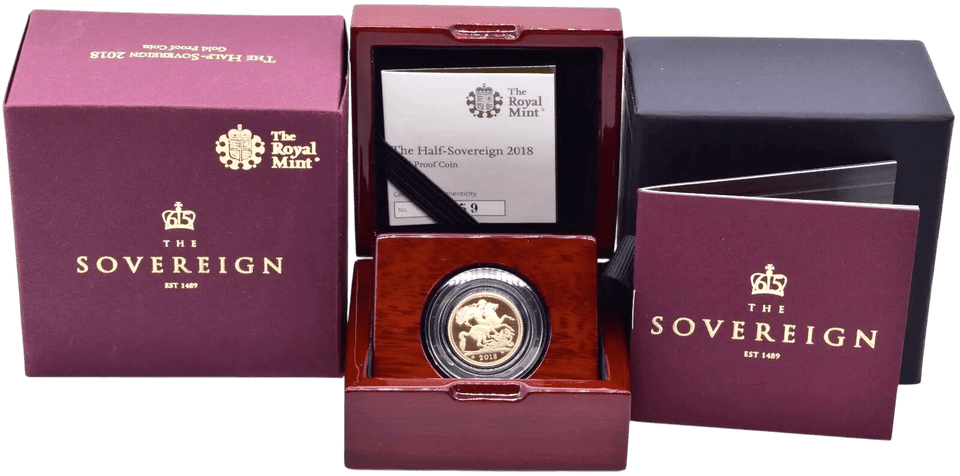 2018 GOLD PROOF HALF SOVEREIGN BOXED - GOLD PROOF HALF SOVEREIGNS - Cambridgeshire Coins