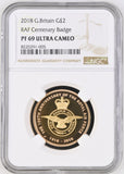 2018 GOLD PROOF TWO POUNDS RAF CENTENARY BADGE (NGC) PF69 ULTRA CAMEO - NGC GOLD COINS - Cambridgeshire Coins